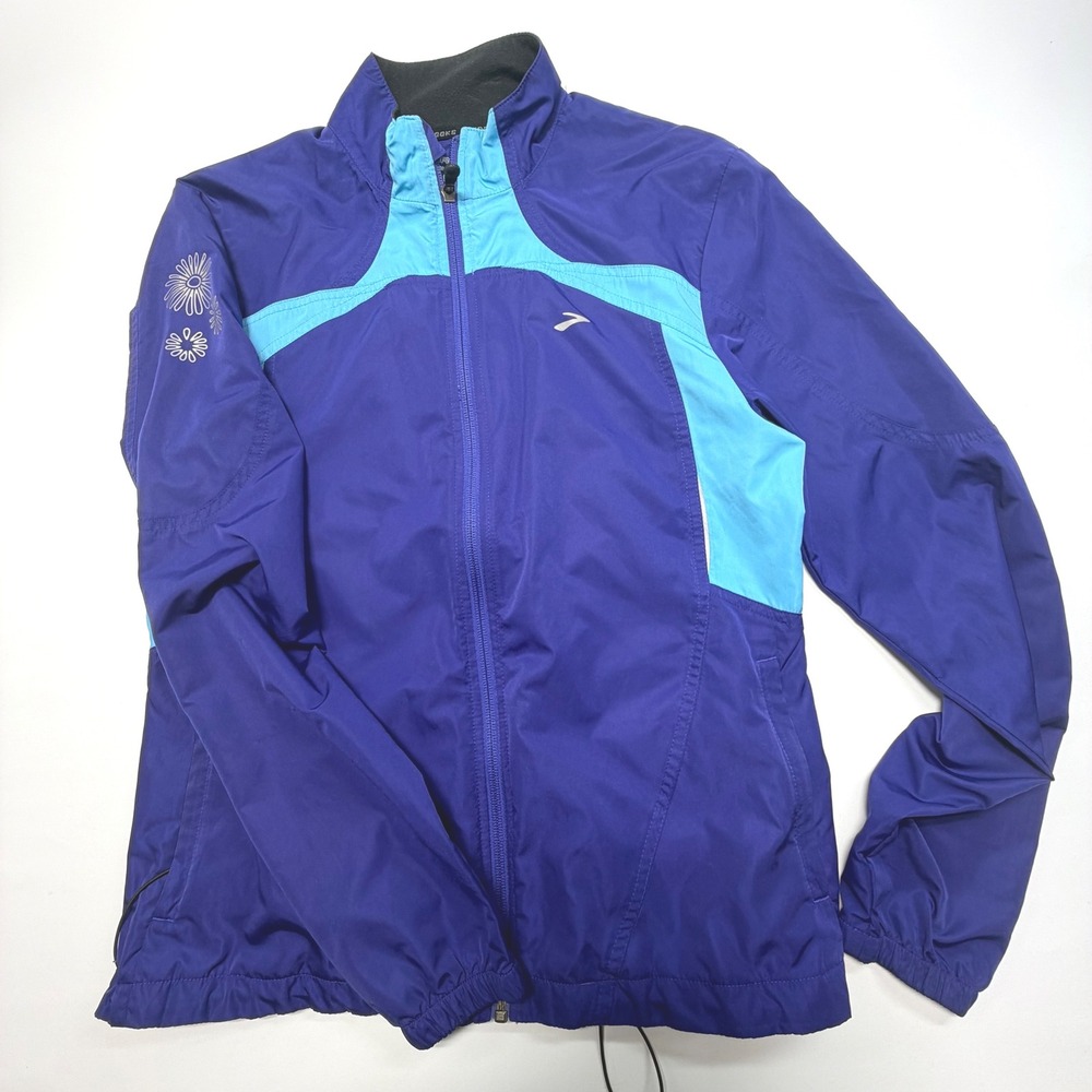 Y2K Brooks Running Windbreaker Jacket Womens M Blue/Vioket Track‎ Jacket